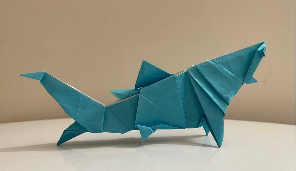 Honor Mention: Nishan G. (Age 9) - Blue Shark. Design by John Montroll.